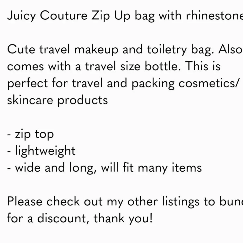 Juicy Couture Rhinestone Logo‎ Heart Quilted XL Cosmetic Case w/Brush Holder